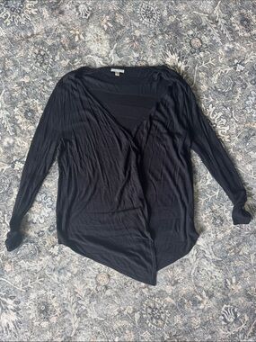 Dana Buchman Black Lightweight Draped Open Cardigan
